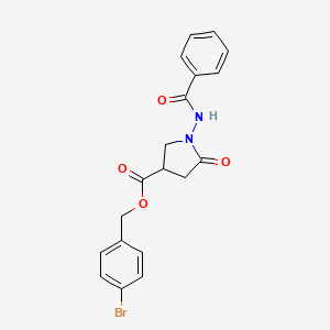 molecular formula C19H17BrN2O4 B4229764 4-bromobenzyl 1-(benzoylamino)-5-oxo-3-pyrrolidinecarboxylate 