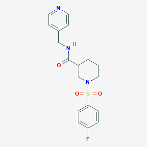 molecular formula C18H20FN3O3S B4229772 1-[(4-fluorophenyl)sulfonyl]-N-(4-pyridinylmethyl)-3-piperidinecarboxamide 