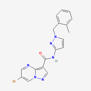 molecular formula C18H15BrN6O B4229788 6-bromo-N-[1-(2-methylbenzyl)-1H-pyrazol-3-yl]pyrazolo[1,5-a]pyrimidine-3-carboxamide 