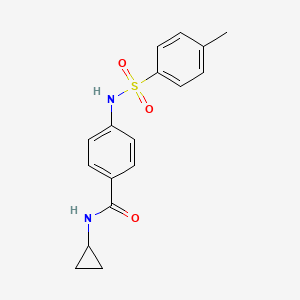 molecular formula C17H18N2O3S B4229815 N-cyclopropyl-4-{[(4-methylphenyl)sulfonyl]amino}benzamide 