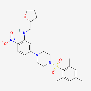 molecular formula C24H32N4O5S B4229856 5-[4-(mesitylsulfonyl)-1-piperazinyl]-2-nitro-N-(tetrahydro-2-furanylmethyl)aniline 
