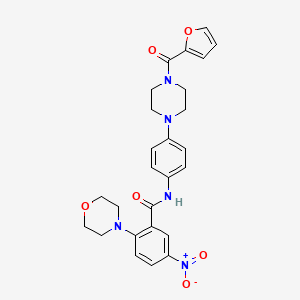 molecular formula C26H27N5O6 B4229866 N-{4-[4-(2-furoyl)-1-piperazinyl]phenyl}-2-(4-morpholinyl)-5-nitrobenzamide 