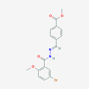 molecular formula C17H15BrN2O4 B422987 methyl 4-[(E)-{2-[(5-bromo-2-methoxyphenyl)carbonyl]hydrazinylidene}methyl]benzoate 