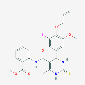 molecular formula C24H24IN3O5S B4229875 methyl 2-[({4-[4-(allyloxy)-3-iodo-5-methoxyphenyl]-6-methyl-2-thioxo-1,2,3,4-tetrahydro-5-pyrimidinyl}carbonyl)amino]benzoate 