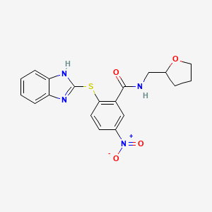 molecular formula C19H18N4O4S B4229886 2-(1H-benzimidazol-2-ylthio)-5-nitro-N-(tetrahydro-2-furanylmethyl)benzamide 