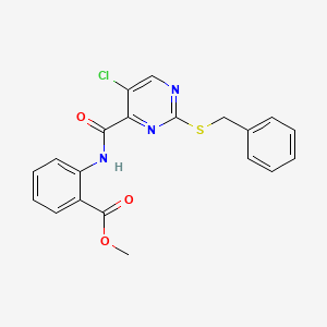 molecular formula C20H16ClN3O3S B4229889 methyl 2-({[2-(benzylthio)-5-chloro-4-pyrimidinyl]carbonyl}amino)benzoate 