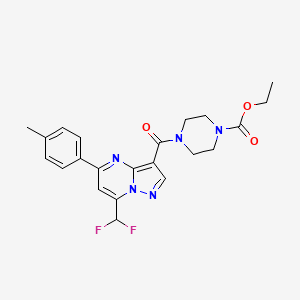molecular formula C22H23F2N5O3 B4229898 ethyl 4-{[7-(difluoromethyl)-5-(4-methylphenyl)pyrazolo[1,5-a]pyrimidin-3-yl]carbonyl}-1-piperazinecarboxylate 