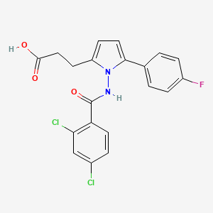 molecular formula C20H15Cl2FN2O3 B4229905 3-[1-[(2,4-dichlorobenzoyl)amino]-5-(4-fluorophenyl)-1H-pyrrol-2-yl]propanoic acid 