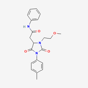 molecular formula C21H23N3O4 B4229916 2-[3-(2-methoxyethyl)-1-(4-methylphenyl)-2,5-dioxo-4-imidazolidinyl]-N-phenylacetamide 