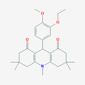 molecular formula C27H35NO4 B422992 9-(3-ethoxy-4-methoxyphenyl)-3,3,6,6,10-pentamethyl-3,4,6,7,9,10-hexahydro-1,8(2H,5H)-acridinedione 