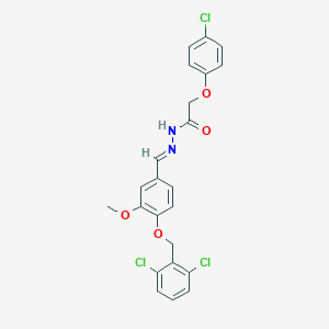 molecular formula C23H19Cl3N2O4 B422993 2-(4-chlorophenoxy)-N'-{4-[(2,6-dichlorobenzyl)oxy]-3-methoxybenzylidene}acetohydrazide 