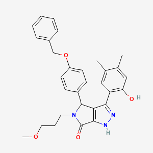 molecular formula C30H31N3O4 B4229949 4-[4-(benzyloxy)phenyl]-3-(2-hydroxy-4,5-dimethylphenyl)-5-(3-methoxypropyl)-4,5-dihydropyrrolo[3,4-c]pyrazol-6(1H)-one 