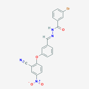 molecular formula C21H13BrN4O4 B422997 3-bromo-N'-(3-{2-cyano-4-nitrophenoxy}benzylidene)benzohydrazide 