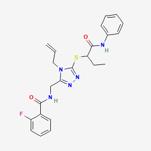 molecular formula C23H24FN5O2S B4229971 N-[(4-allyl-5-{[1-(anilinocarbonyl)propyl]thio}-4H-1,2,4-triazol-3-yl)methyl]-2-fluorobenzamide 