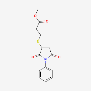 molecular formula C14H15NO4S B4229977 methyl 3-[(2,5-dioxo-1-phenyl-3-pyrrolidinyl)thio]propanoate 