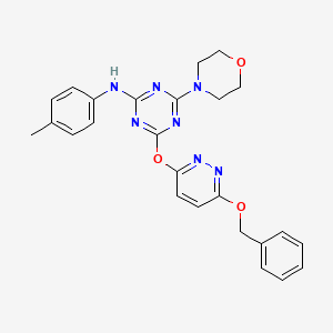 molecular formula C25H25N7O3 B4229980 4-{[6-(benzyloxy)-3-pyridazinyl]oxy}-N-(4-methylphenyl)-6-(4-morpholinyl)-1,3,5-triazin-2-amine 