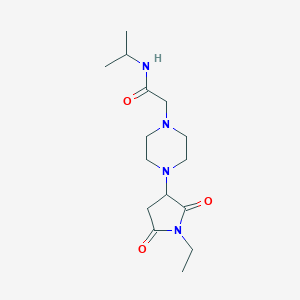 molecular formula C15H26N4O3 B4229993 2-[4-(1-ethyl-2,5-dioxo-3-pyrrolidinyl)-1-piperazinyl]-N-isopropylacetamide 