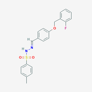molecular formula C21H19FN2O3S B423006 N'-{4-[(2-fluorobenzyl)oxy]benzylidene}-4-methylbenzenesulfonohydrazide 