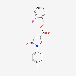 molecular formula C19H18FNO3 B4230060 2-fluorobenzyl 1-(4-methylphenyl)-5-oxo-3-pyrrolidinecarboxylate 