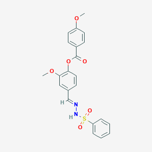 molecular formula C22H20N2O6S B423007 2-methoxy-4-{(E)-[2-(phenylsulfonyl)hydrazinylidene]methyl}phenyl 4-methoxybenzoate 