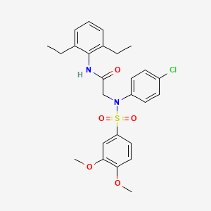 molecular formula C26H29ClN2O5S B4230098 N~2~-(4-chlorophenyl)-N~1~-(2,6-diethylphenyl)-N~2~-[(3,4-dimethoxyphenyl)sulfonyl]glycinamide 