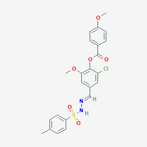 2-chloro-6-methoxy-4-[(E)-{2-[(4-methylphenyl)sulfonyl]hydrazinylidene}methyl]phenyl 4-methoxybenzoate