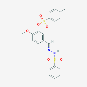 molecular formula C21H20N2O6S2 B423011 2-Methoxy-5-[2-(phenylsulfonyl)carbohydrazonoyl]phenyl 4-methylbenzenesulfonate 