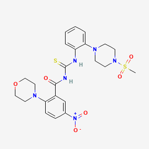molecular formula C23H28N6O6S2 B4230146 N-[({2-[4-(methylsulfonyl)-1-piperazinyl]phenyl}amino)carbonothioyl]-2-(4-morpholinyl)-5-nitrobenzamide 