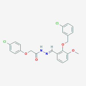 molecular formula C23H20Cl2N2O4 B423016 N'-{2-[(3-chlorobenzyl)oxy]-3-methoxybenzylidene}-2-(4-chlorophenoxy)acetohydrazide 