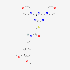molecular formula C23H32N6O5S B4230168 N-[2-(3,4-dimethoxyphenyl)ethyl]-2-[(4,6-di-4-morpholinyl-1,3,5-triazin-2-yl)thio]acetamide 