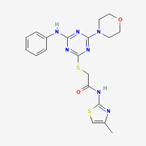 molecular formula C19H21N7O2S2 B4230199 2-{[4-anilino-6-(4-morpholinyl)-1,3,5-triazin-2-yl]thio}-N-(4-methyl-1,3-thiazol-2-yl)acetamide 