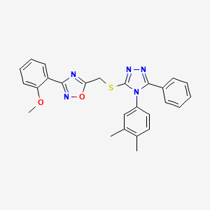 molecular formula C26H23N5O2S B4230220 5-({[4-(3,4-dimethylphenyl)-5-phenyl-4H-1,2,4-triazol-3-yl]thio}methyl)-3-(2-methoxyphenyl)-1,2,4-oxadiazole 