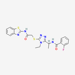 N-[1-(5-{[2-(1,3-benzothiazol-2-ylamino)-2-oxoethyl]thio}-4-ethyl-4H-1,2,4-triazol-3-yl)ethyl]-2-fluorobenzamide