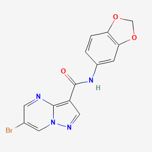 molecular formula C14H9BrN4O3 B4230240 N-1,3-benzodioxol-5-yl-6-bromopyrazolo[1,5-a]pyrimidine-3-carboxamide 