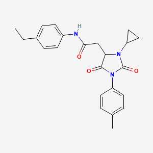 molecular formula C23H25N3O3 B4230246 2-[3-cyclopropyl-1-(4-methylphenyl)-2,5-dioxo-4-imidazolidinyl]-N-(4-ethylphenyl)acetamide 