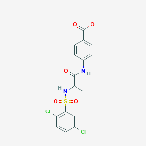 molecular formula C17H16Cl2N2O5S B4230254 methyl 4-({N-[(2,5-dichlorophenyl)sulfonyl]alanyl}amino)benzoate 
