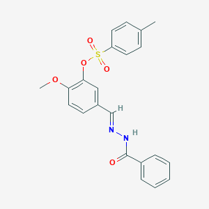 2-methoxy-5-{(E)-[2-(phenylcarbonyl)hydrazinylidene]methyl}phenyl 4-methylbenzenesulfonate