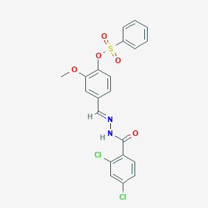 4-[(E)-{2-[(2,4-dichlorophenyl)carbonyl]hydrazinylidene}methyl]-2-methoxyphenyl benzenesulfonate