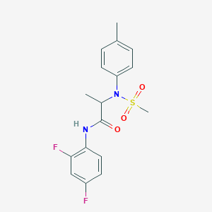 molecular formula C17H18F2N2O3S B4230295 N~1~-(2,4-difluorophenyl)-N~2~-(4-methylphenyl)-N~2~-(methylsulfonyl)alaninamide 