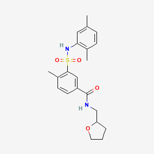 molecular formula C21H26N2O4S B4230302 3-{[(2,5-dimethylphenyl)amino]sulfonyl}-4-methyl-N-(tetrahydro-2-furanylmethyl)benzamide 