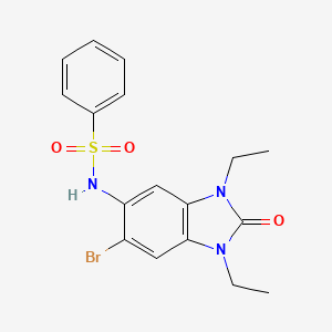 molecular formula C17H18BrN3O3S B4230322 N-(6-bromo-1,3-diethyl-2-oxo-2,3-dihydro-1H-benzimidazol-5-yl)benzenesulfonamide 