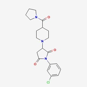 molecular formula C20H24ClN3O3 B4230341 1-(3-chlorophenyl)-3-[4-(1-pyrrolidinylcarbonyl)-1-piperidinyl]-2,5-pyrrolidinedione 