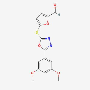 molecular formula C15H12N2O5S B4230351 5-{[5-(3,5-dimethoxyphenyl)-1,3,4-oxadiazol-2-yl]thio}-2-furaldehyde 
