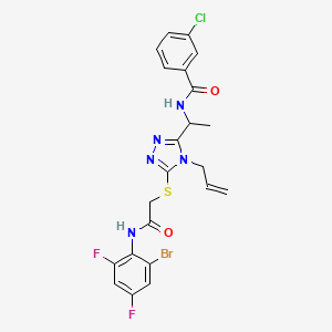 molecular formula C22H19BrClF2N5O2S B4230359 N-{1-[4-allyl-5-({2-[(2-bromo-4,6-difluorophenyl)amino]-2-oxoethyl}thio)-4H-1,2,4-triazol-3-yl]ethyl}-3-chlorobenzamide 