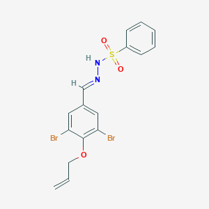 molecular formula C16H14Br2N2O3S B423036 N'-[4-(allyloxy)-3,5-dibromobenzylidene]benzenesulfonohydrazide 