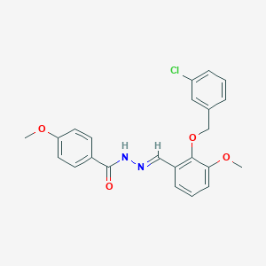 molecular formula C23H21ClN2O4 B423037 N'-{2-[(3-chlorobenzyl)oxy]-3-methoxybenzylidene}-4-methoxybenzohydrazide 