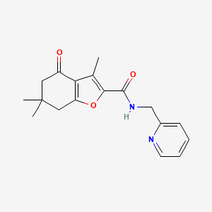 molecular formula C18H20N2O3 B4230378 3,6,6-trimethyl-4-oxo-N-(2-pyridinylmethyl)-4,5,6,7-tetrahydro-1-benzofuran-2-carboxamide 