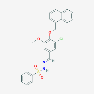 molecular formula C25H21ClN2O4S B423038 N'-[3-chloro-5-methoxy-4-(1-naphthylmethoxy)benzylidene]benzenesulfonohydrazide 