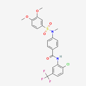 molecular formula C23H20ClF3N2O5S B4230386 N-[2-chloro-5-(trifluoromethyl)phenyl]-4-[[(3,4-dimethoxyphenyl)sulfonyl](methyl)amino]benzamide 