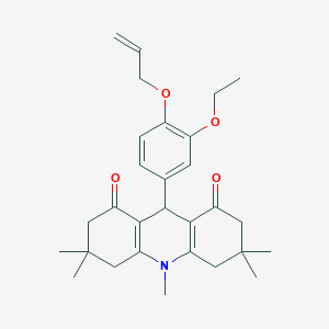 molecular formula C29H37NO4 B423039 9-[4-(allyloxy)-3-ethoxyphenyl]-3,3,6,6,10-pentamethyl-3,4,6,7,9,10-hexahydro-1,8(2H,5H)-acridinedione 